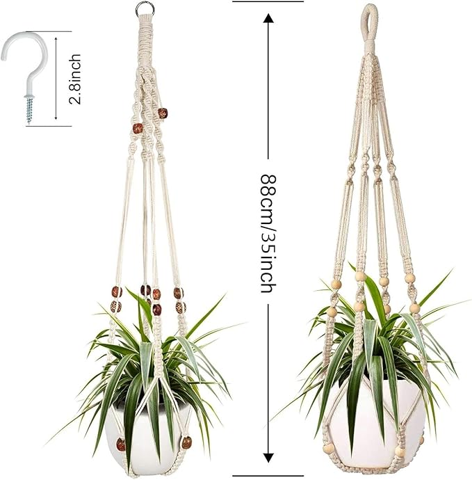 Augshy Macrame Plant Hanger, 2 Packs Plant Hangers, Hanging Planter - Image 2