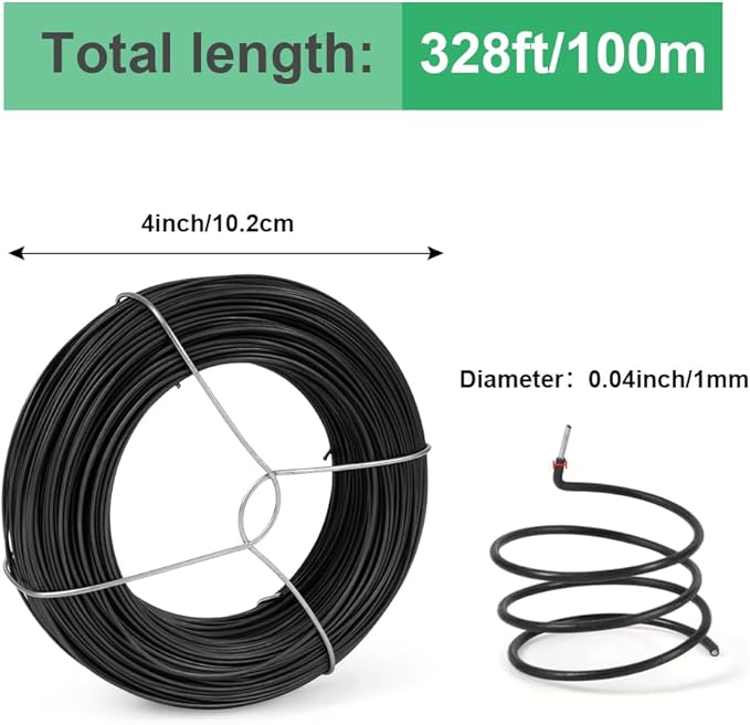 328 Feet Plant Twist Tie Plastic Coated Soft Garden Metal Wire 1mm Thin - Image 2