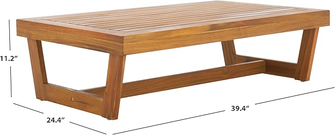 SAFAVIEH Outdoor Patio Furniture Collection Lynn Natural Brown Slatted Top - Image 3