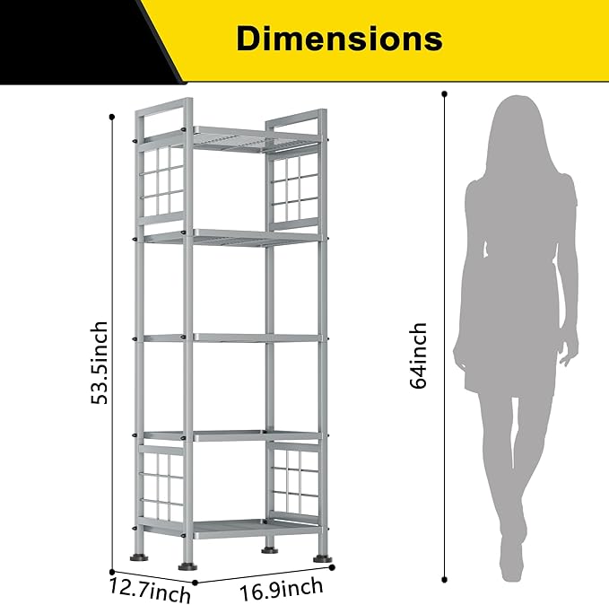 GIOTORENT 5-Wire Standing Storage Shelf, Metal Shelving Unit Pantry Rack - Image 2