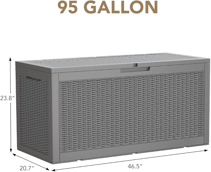 Devoko 95 Gallon Deck Box Large Resin Outdoor Storage Box, Waterproof and UV - Image 6
