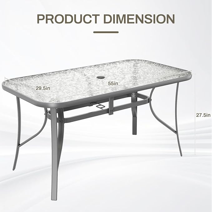 TLSUNNY Patio Outdoor Table W/ 1.69″ Umbrella Hole, Outdoor Metal Furniture - Image 3