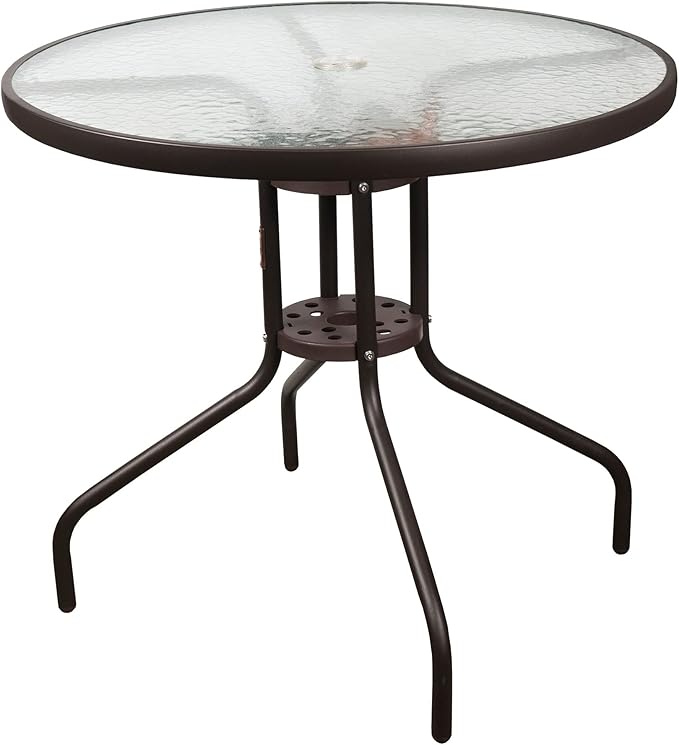 Garden Elements Outdoor Patio Furniture, Round Dining Table, Steel Base and Rim by GardenElements