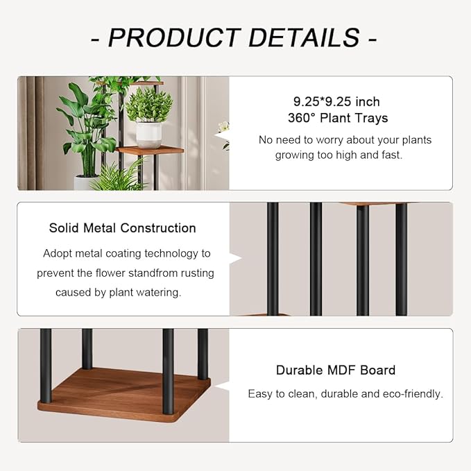 AZERPIAN Plant Stand 5 Tier Indoor Metal Flower Shelf - Image 5