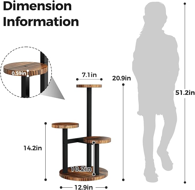 Bamworld Corner Plant Stand Indoor Metal Wood Plant Shelf Outdoor Tall Plant - Image 4