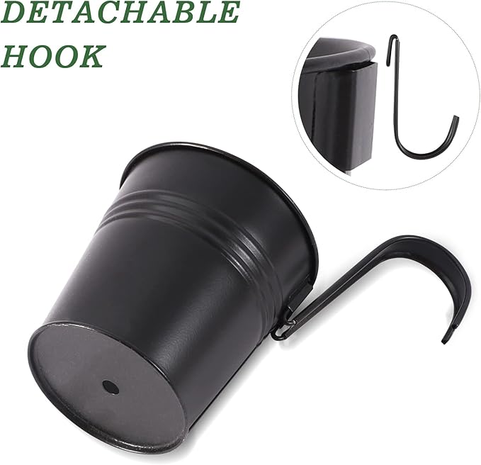 HowRU Metal Iron Flower Pots for Railing Fence Hanging Bucket Pots and Hanging - Image 4