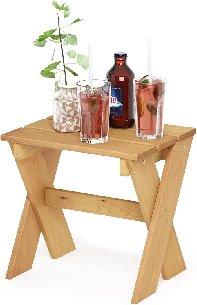 Furinno Tioman Outdoor Side Table Flower Stand, Pine Wood - Image 4