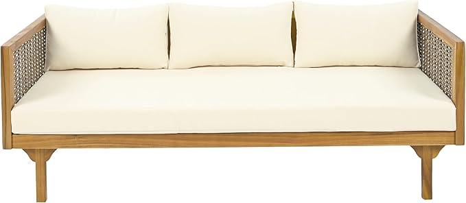 Merax 67.5" Outdoor Patio Daybed 3 Seater Sofa Bed, Acacia Wood Frame - Image 4