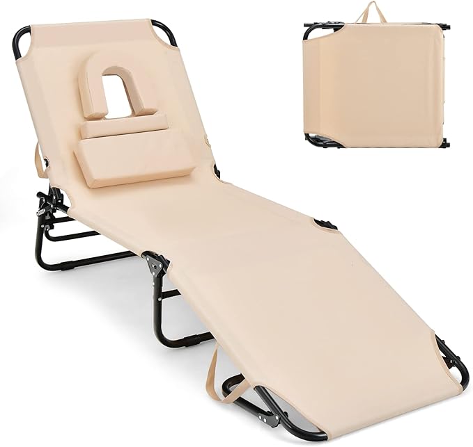 GYMAX Tanning Chair, 350lbs Beach Lounge Chair by GYMAX
