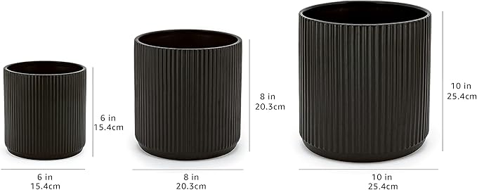 Amazon Basics Fluted Ceramic Round Planters - Image 6