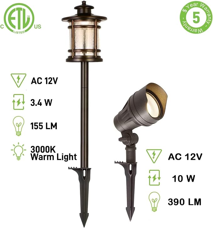 hykolity 8 Pack Low Voltage LED Landscape Kits, 12V-24V Pathway Flood Light Kits - Image 2