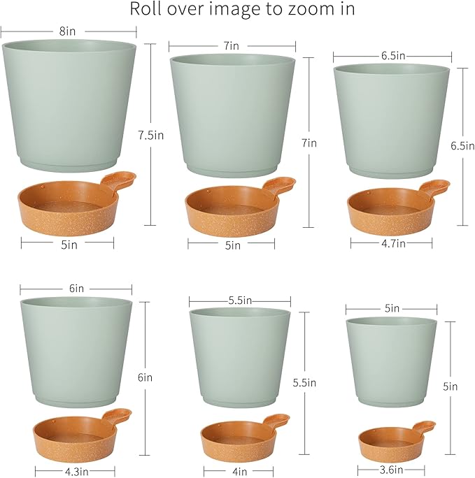 GARDIFE Plant Pots 8/7/6.5/6/5.5/5 Inch Self Watering Planters - Image 3
