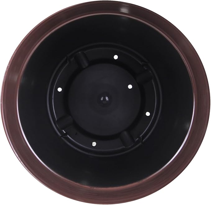 Garden Elements Indoor/Outdoor Glazed Brushed Happy Plastic Planter, Dark Brown - Image 3