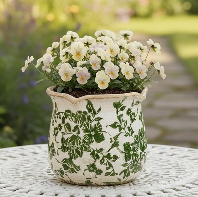 Tuscan Ceramic Plant Pots, 6.11 Inch Vintage Planters - Image 2