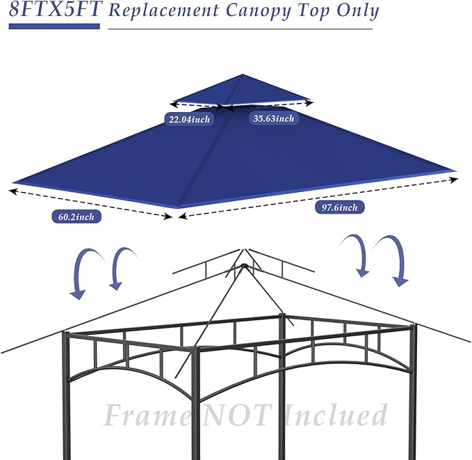 Grill Gazebo Replacement Top, 5 * 8 Outdoor BBQ Top Cover, Double Layer BBQ - Image 3