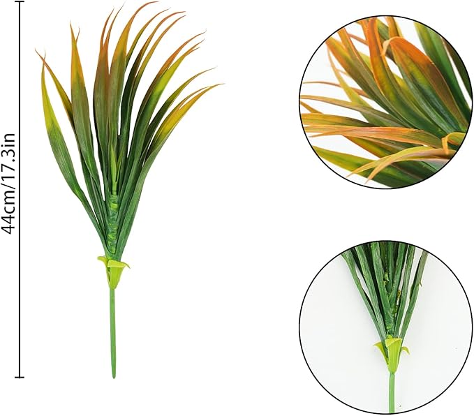 6Pcs Artificial Grass Fake Plants 17.3in Outdoor Plastic Plants UV Resistant - Image 6