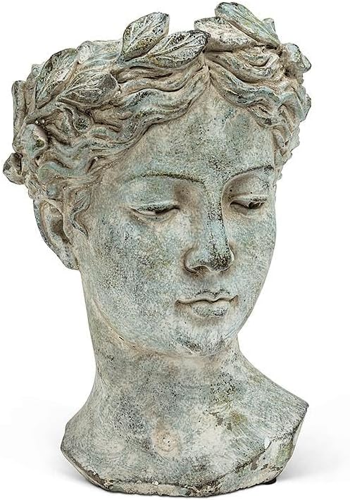 Abbott Collection Goddess Head Planter – Large Cement Indoor and Outdoor - Image 2