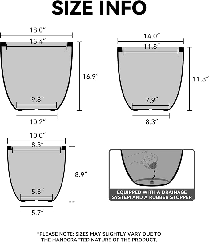 Kante 14 Inch Dia Round Concrete Planter, Indoor Outdoor Large Plant Pot - Image 2