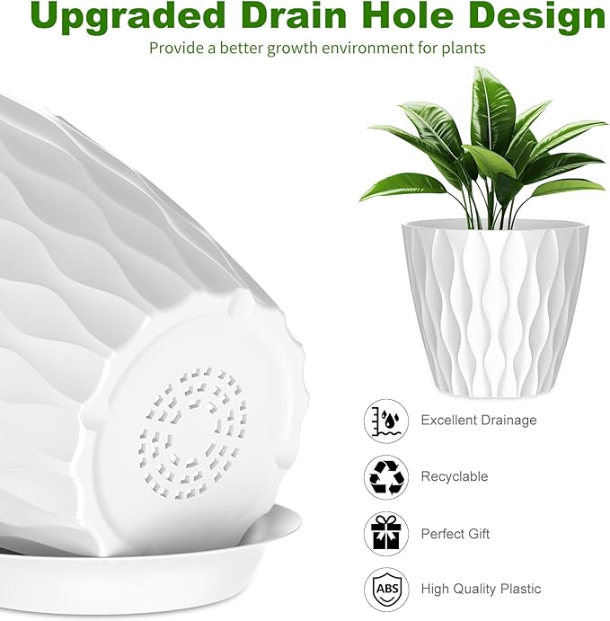 6 Pack 7 Inch Indoor Plant Pots - Image 3