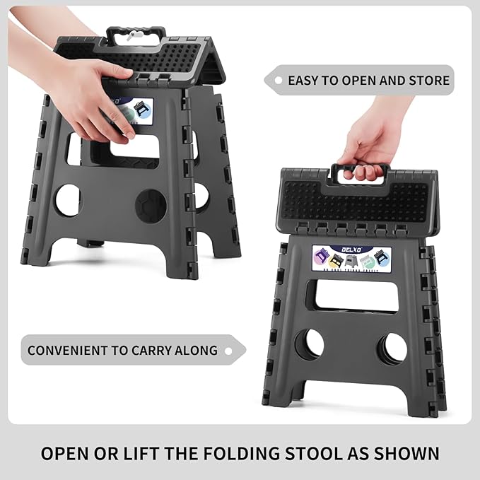 Delxo Folding Step Stool 13 inch Height Heavy Duty Foldable Step Stools - Image 7