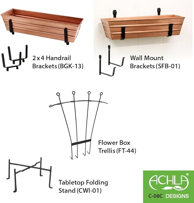Achla Designs Copper PlatedWindow Flower Box Planter-Small - Image 6