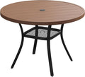VICLLAX Round Patio Table with Adjustable Umbrella Hole, All Weather Outdoor by HOME
