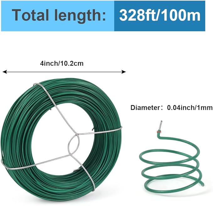 328 Feet Plant Twist Tie Plastic Coated Soft Garden Metal Wire 1mm Thin - Image 2