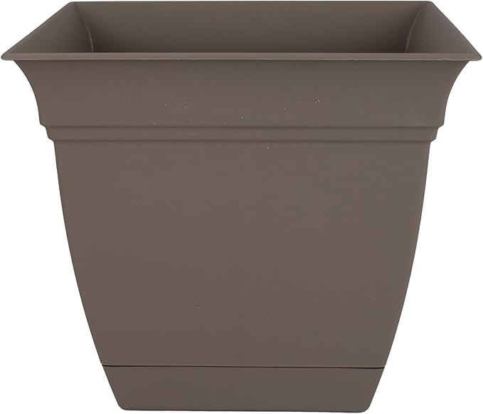 The HC Companies Eclipse Square Plastic Planter w/Attached Saucer by TheHCCompanies