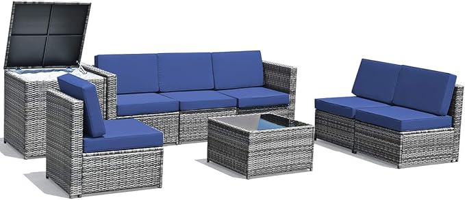 Tangkula 8 Pieces Wicker Patio Furniture Set - Image 9