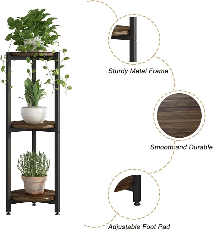 Plant Stand Indoor Corner Tall 3 Tier Metal Modern Flower Storage Plant Shelf - Image 5