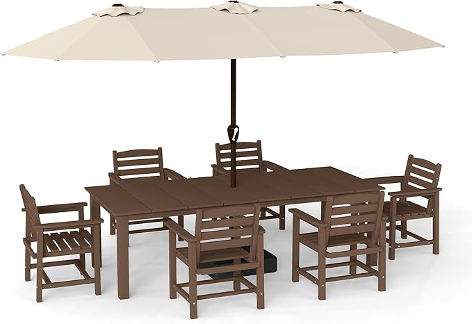 7-Piece Brown Outdoor Dining Set by PatioKingdom