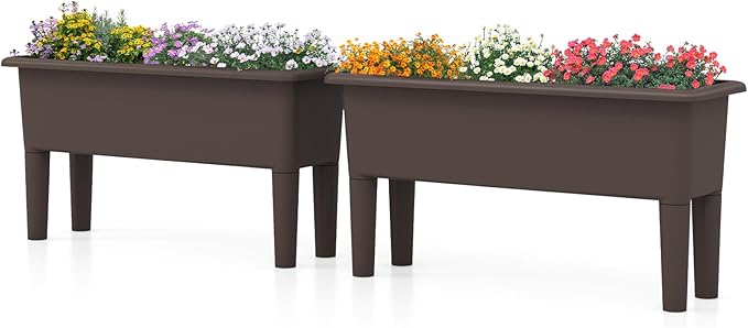Giantex Raised Garden Beds Outdoor Set of 2, Self-Watering Planter Box - Image 9