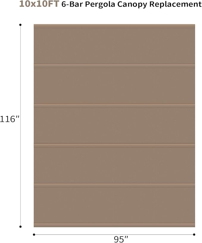 10' X 10' Pergola Shade Cover for Outdoor Retractable Durable Fabric Canopy - Image 3