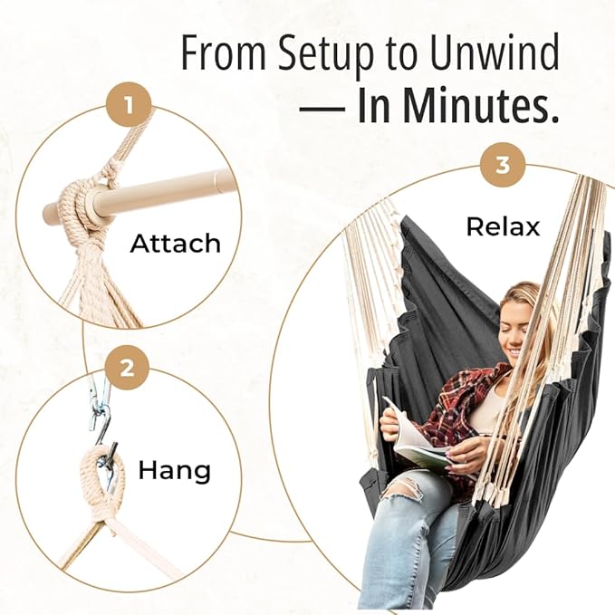 Hanging Hammock Chair Swing – Hanging Chair Outdoor & Indoor - Image 3