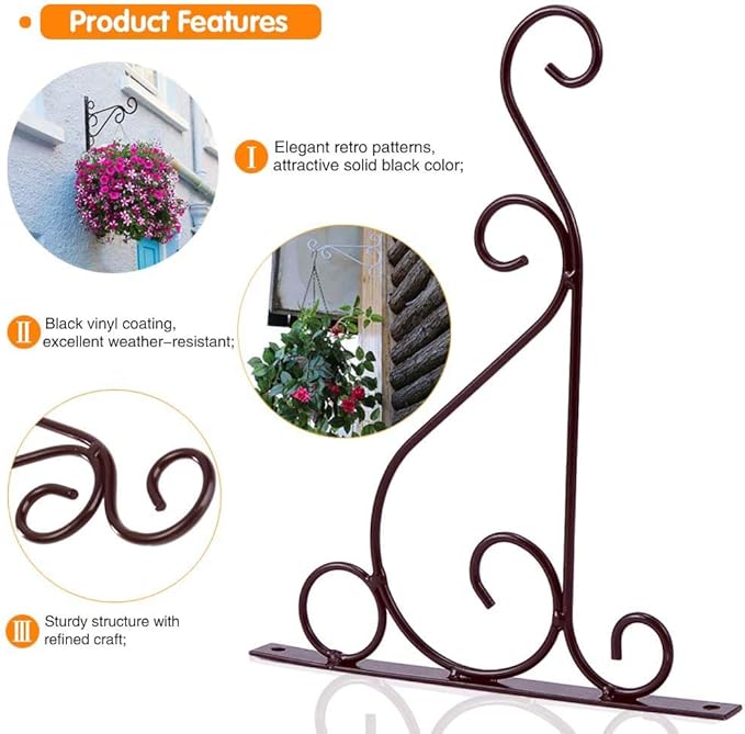 KABB Hanging Plant Bracket, Indoor Outdoor Rustic Home Decor, Coffee Color - Image 3