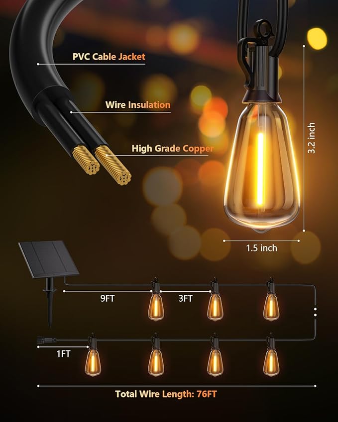 Brightown 76FT Solar String Lights Outdoor Waterproof - Image 6