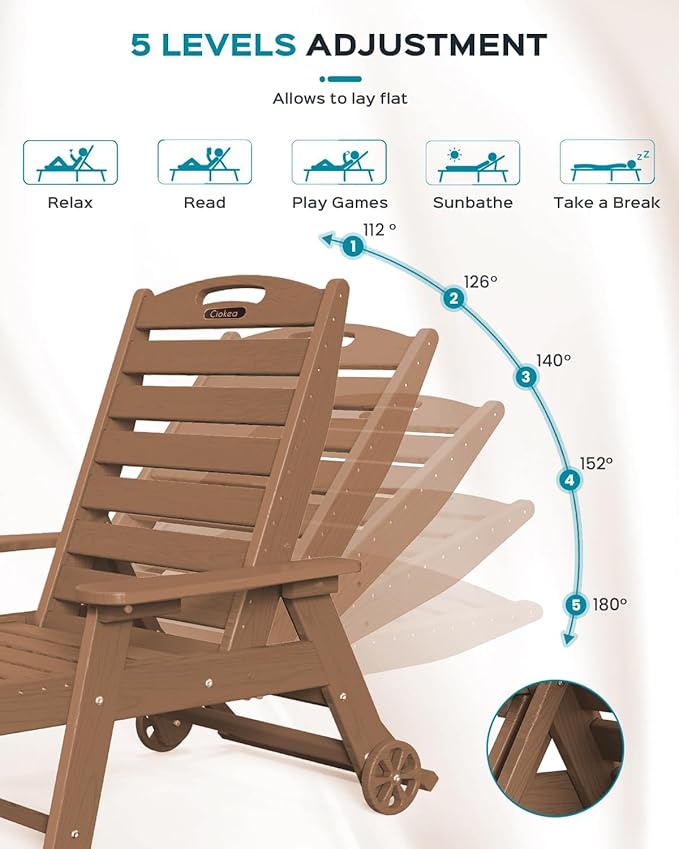 Outdoor Chaise Lounge Chair Set of 2, Patio Lounge Chairs - Image 4