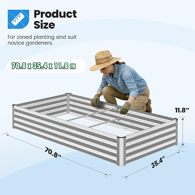 Quictent Galvanized Raised Garden Bed Metal Planter Box Bottomless - Image 6