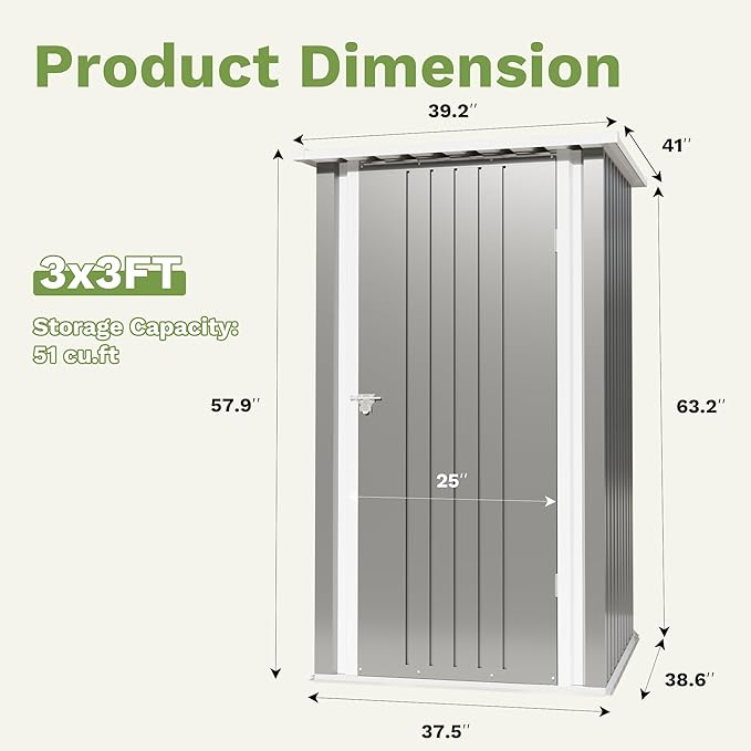 Devoko 3x3 FT Outdoor Storage Shed, Small Garden Tool Shed - Image 5