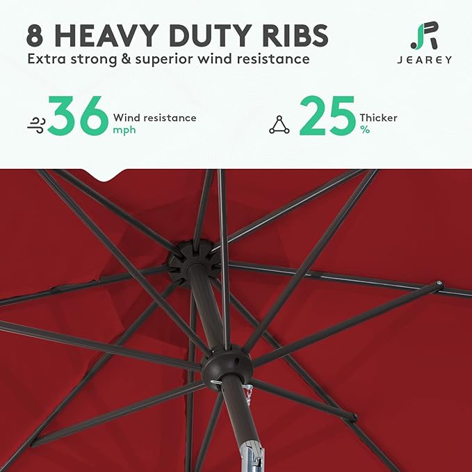 JEAREY 9FT Outdoor Patio Umbrella Outdoor Table Umbrella - Image 5