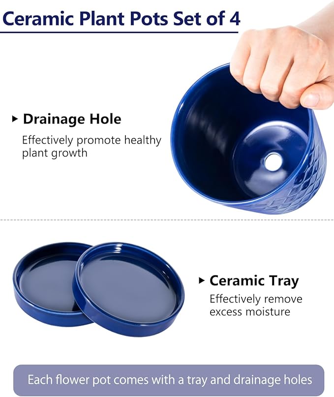 EFISPSS Ceramic Plant Pots, 5Inch Pots - Image 4