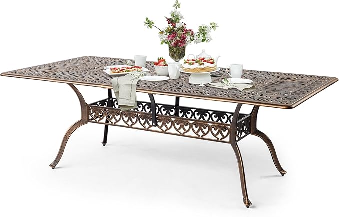 VINGLI 8-Person Outdoor Dining Table, Metal Dining Table by VINGLI