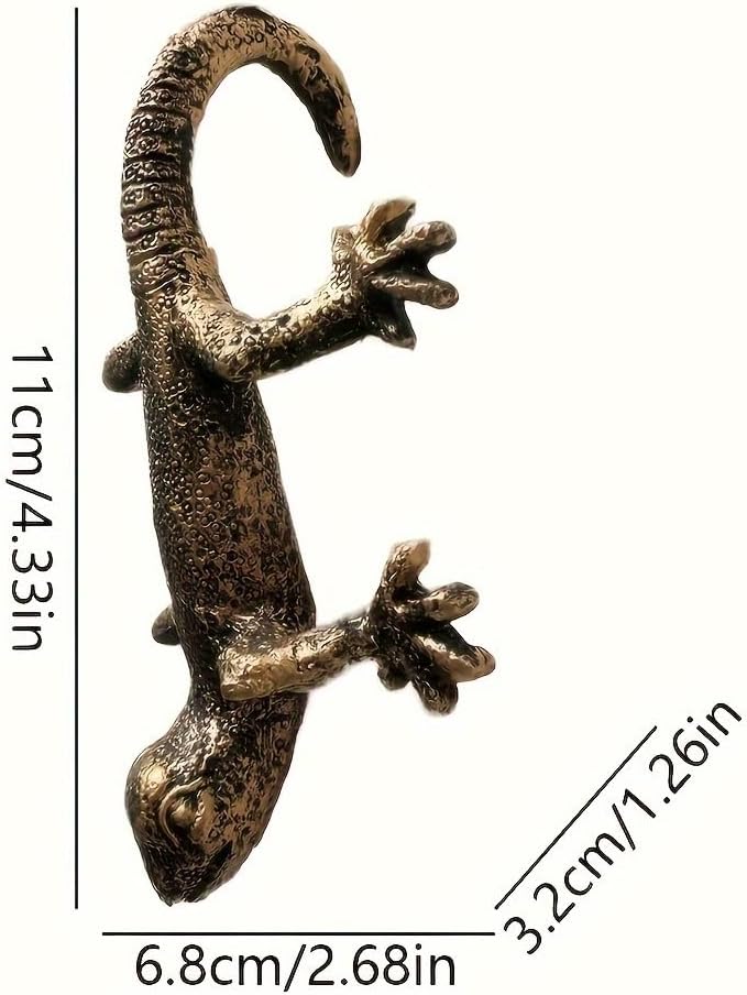 Vintage Bronze Gecko Planter Pot Hugger Flower Figurine – Resin Climbing Lizard - Image 2