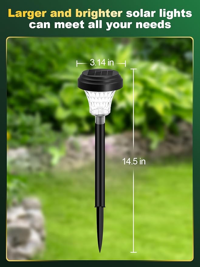 ROOR Ultra Bright Solar Pathway Lights 16 Pack, Outdoor Solar Yard Lights - Image 7