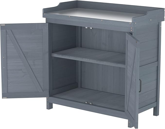 Outdoor Garden Patio Wooden Storage Cabinet Furniture Waterproof Tool Shed - Image 8