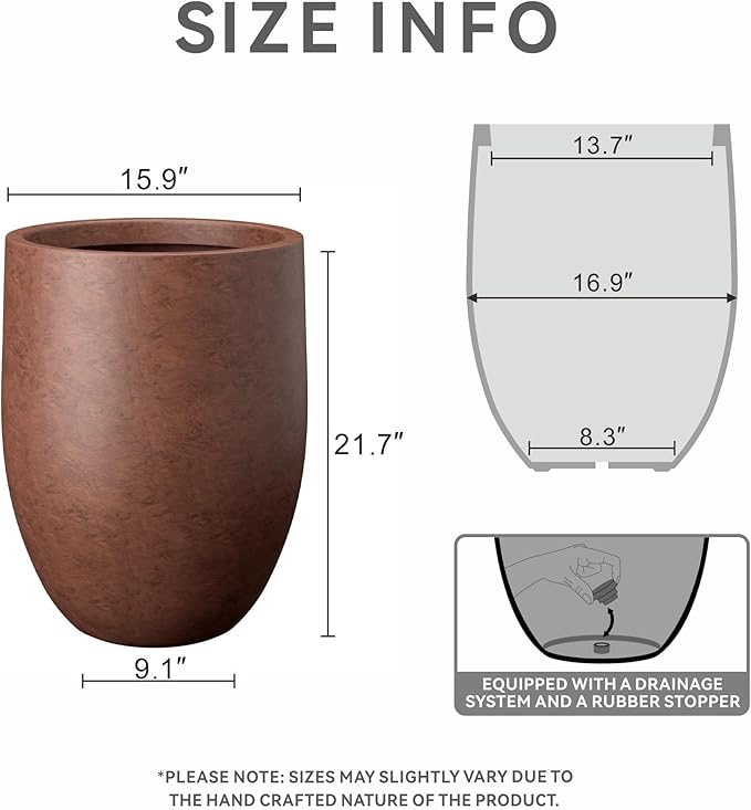 Kante 21.7" H Rusty Tall Planter, Large Outdoor Indoor Decorative Pot - Image 2