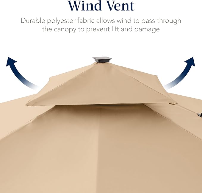 Best Choice Products 12x12ft LED Cantilever Patio Umbrella w/Base Included & - Image 7