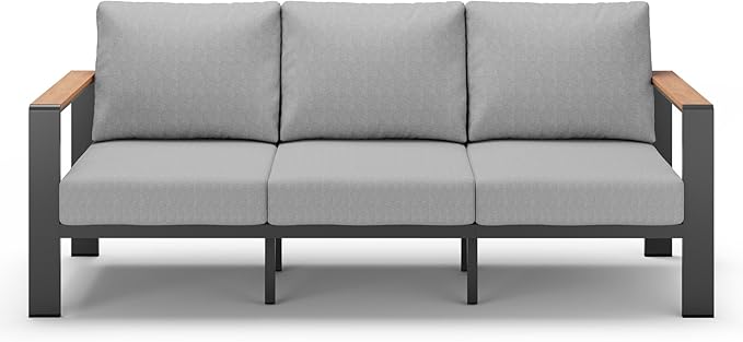 Aluminum Outdoor Patio Furniture 3 Seats, All-Weather Outdoor Patio Sofa by ComfCove