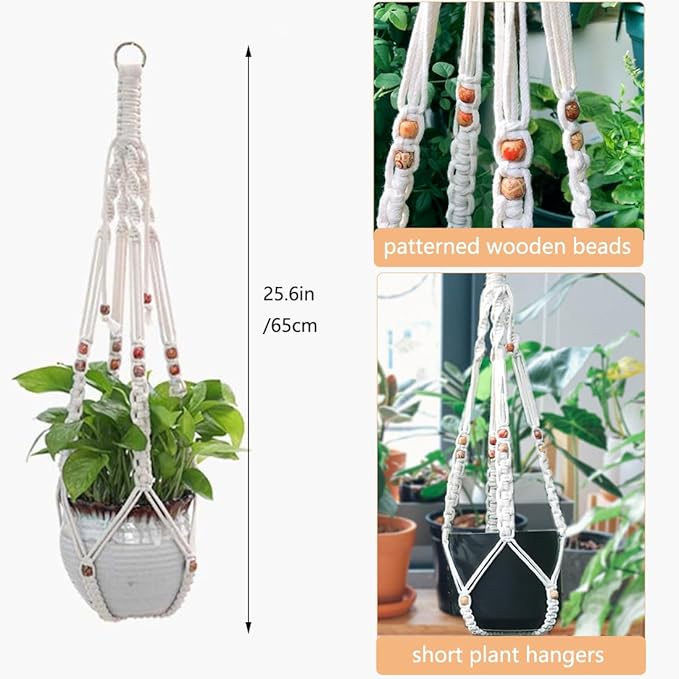 Belit 2 Pack Macrame Plant Hangers Indoor Hanging Planter Basket Decorative - Image 2