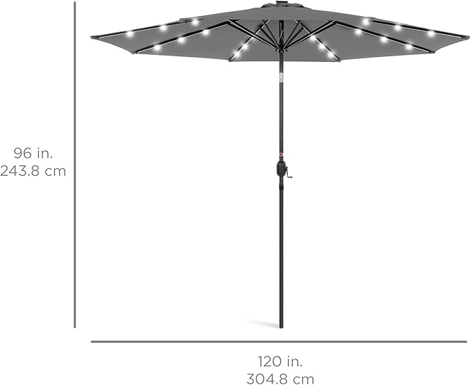 Best Choice Products 10ft Solar Polyester LED Lighted Patio Umbrella w/Tilt - Image 7